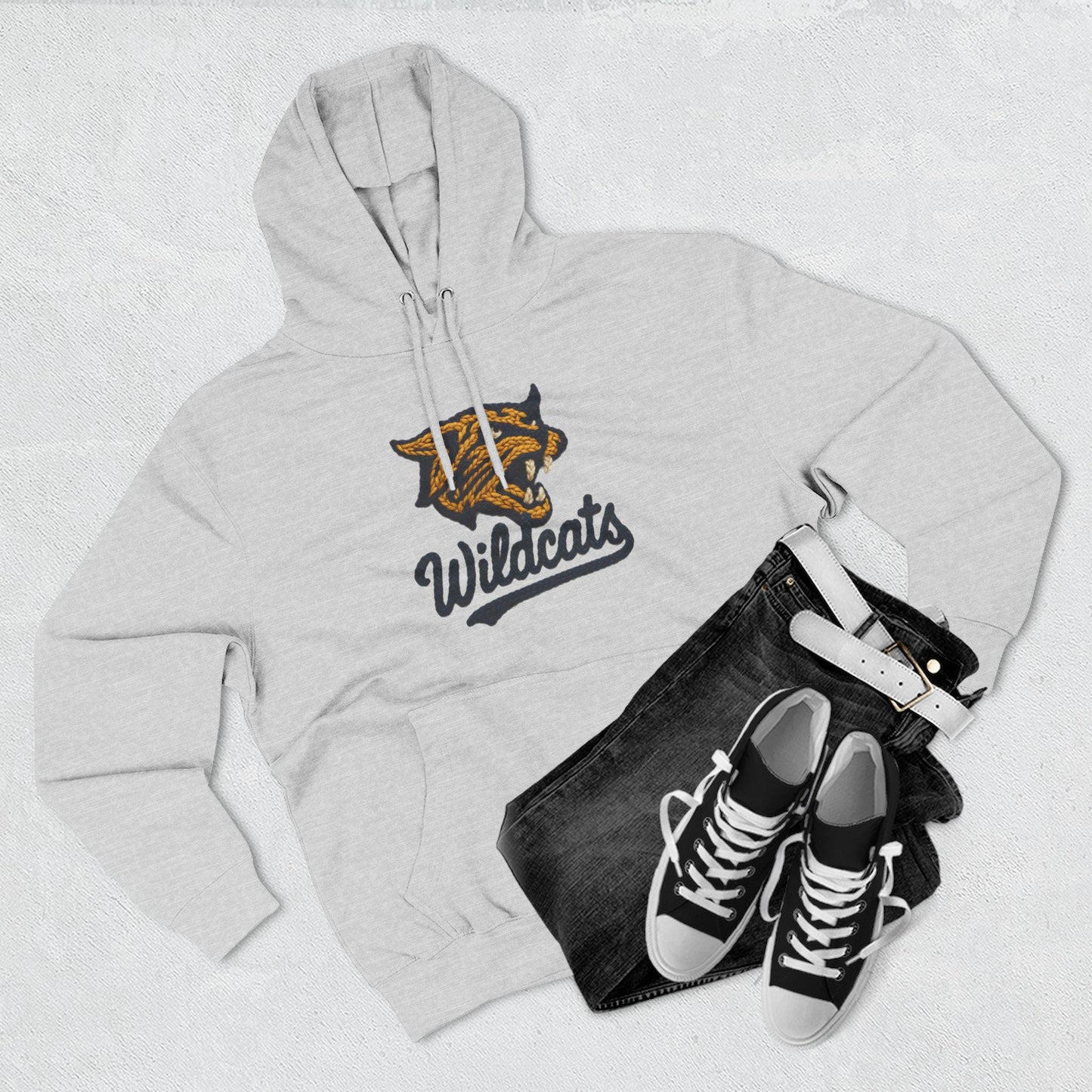 Wildcats Hoodie, Faux Yarn, Cozy Sports Apparel, Unisex Sweatshirt, Perfect for Game Days, Team Spirit Wear, Gift for Fans