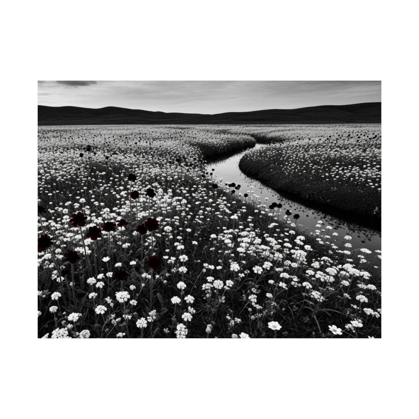 Monochrome Landscape Poster: Minimalist Nature Art Print