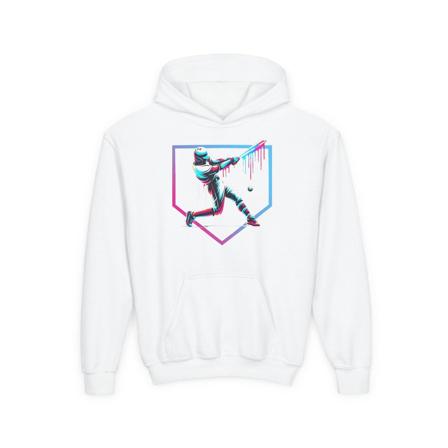 Youth Baseball Drip Hoodie, Cool Sports Sweatshirt, Gift for Kids, Athletic Wear, Baseball Fan Style