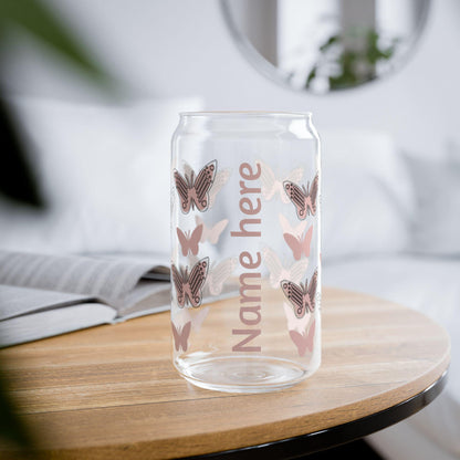 Butterfly Sipper Glass, 16oz, Eco-Friendly Drinkware, Personalized Gifts, Summer Party Accessories, Unique Kitchen Decor, Butterfly Lovers