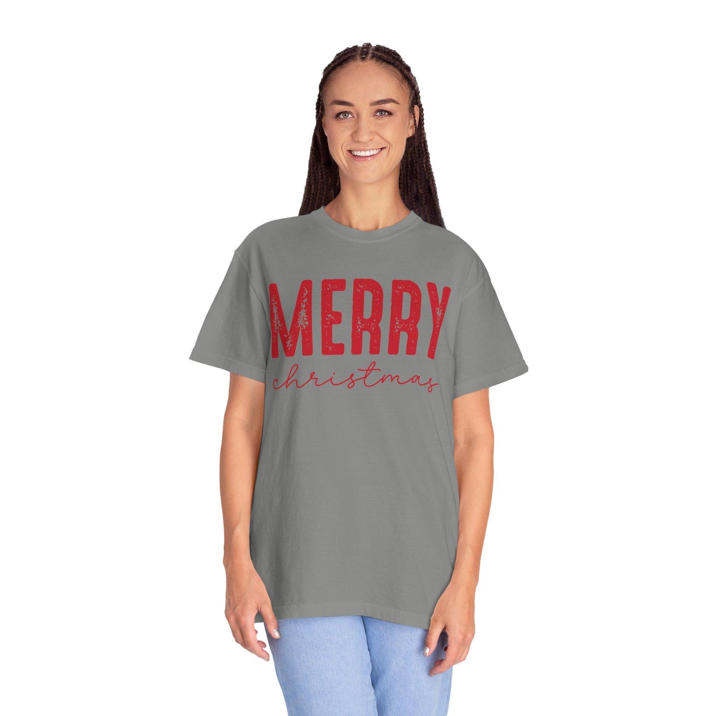 Merry Christmas Unisex Garment-Dyed T-shirt, Holiday Tee, Festive Apparel, Gift Idea, Xmas T-shirt, Cozy Christmas Outfit