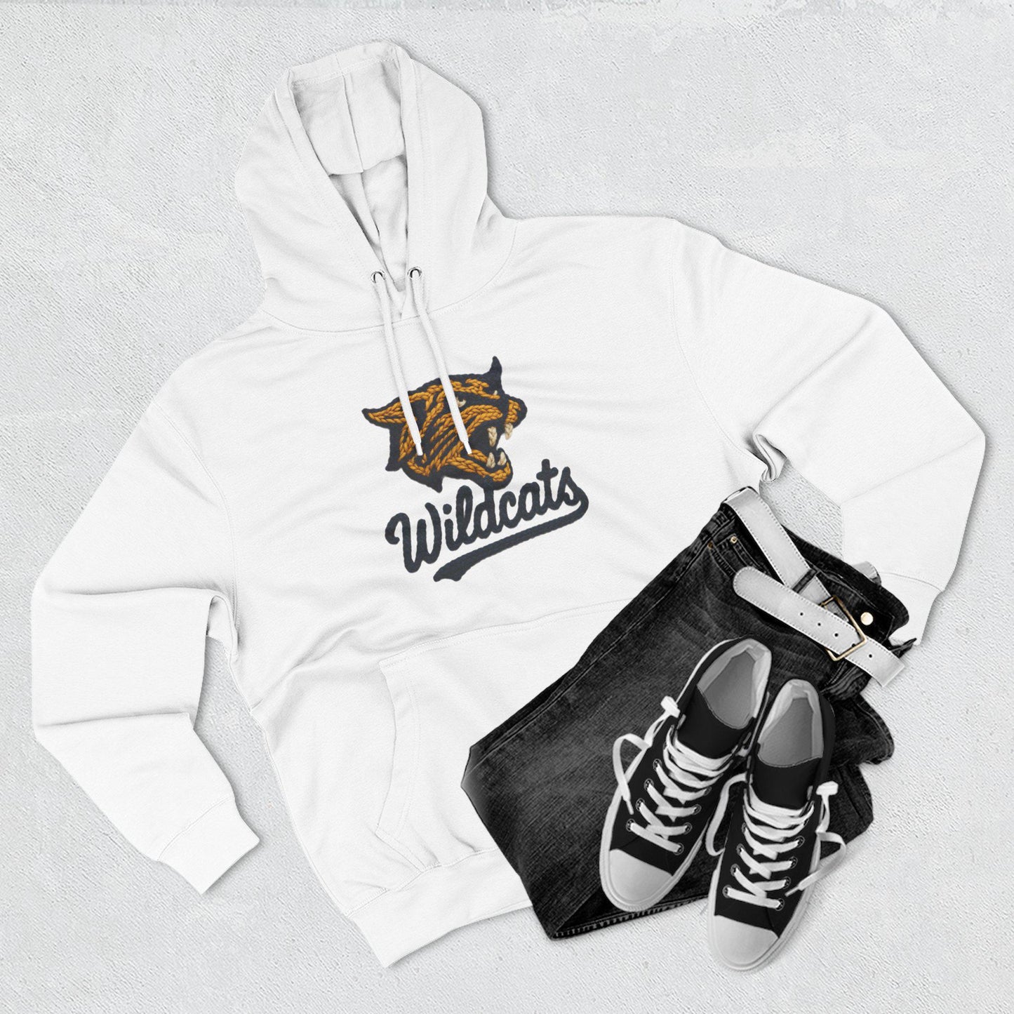 Wildcats Hoodie, Faux Yarn, Cozy Sports Apparel, Unisex Sweatshirt, Perfect for Game Days, Team Spirit Wear, Gift for Fans