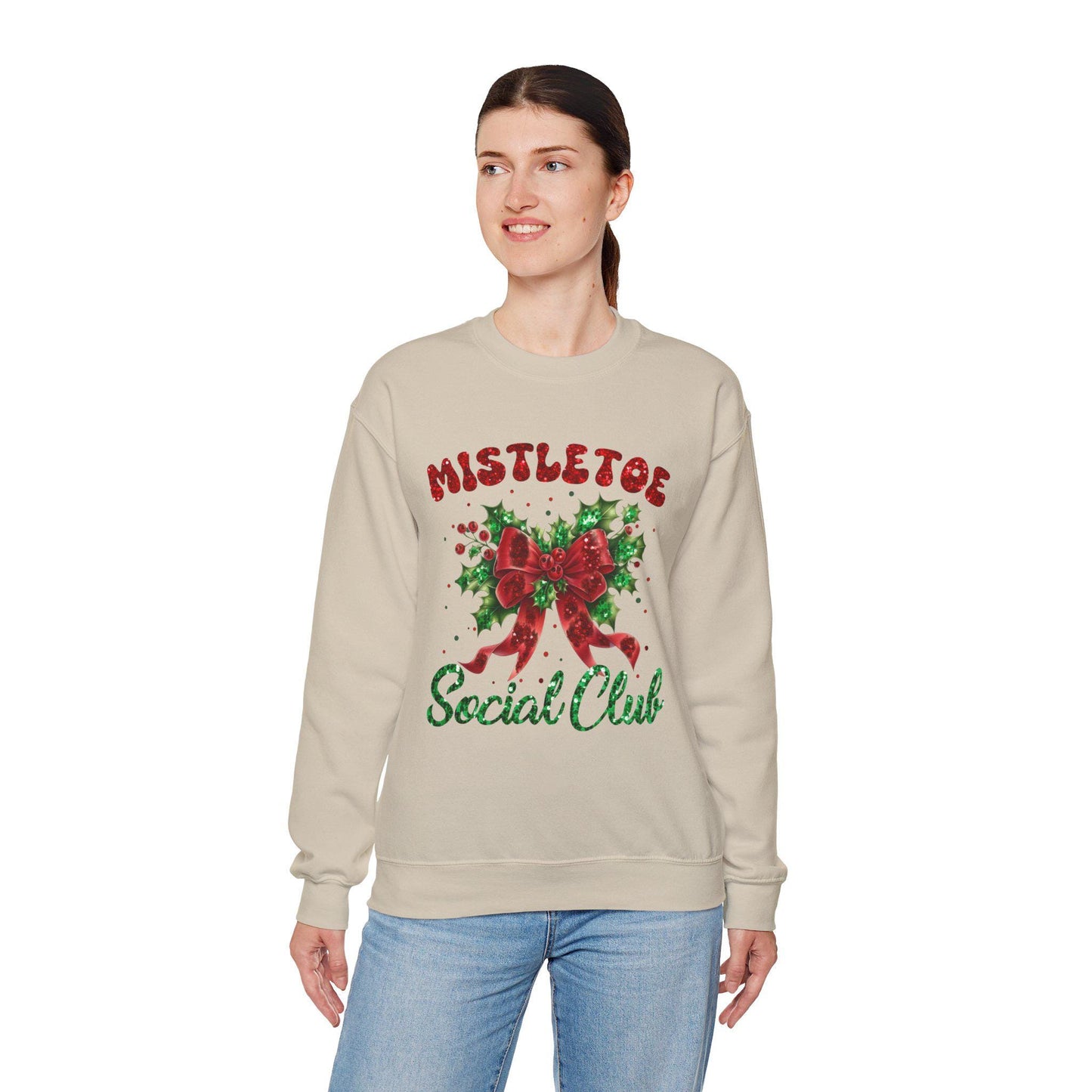 Cozy Holiday Sweatshirt with Mistletoe Design, Perfect for Winter Gatherings, Christmas Parties, Family Celebrations, Gifts