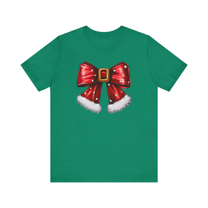 Festive Christmas Bow Tee, Holiday Gift, Casual Wear, Unisex T-Shirt, Seasonal Apparel, Christmas Celebration Shirt, Mrs Claus bow