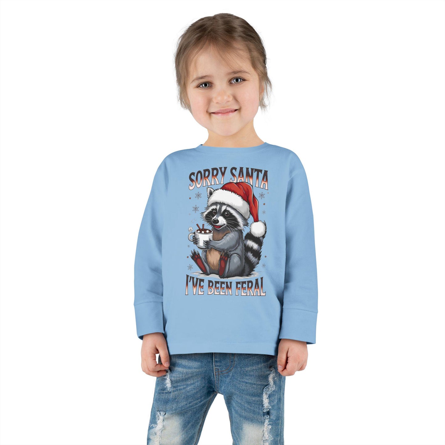Toddler Long Sleeve Tee, Funny Christmas Tee, Holiday Apparel, Kids' Gift, Cute Santa Shirt, Feral Animal Tee