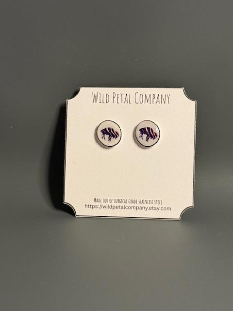 Buffalo Earrings – Red White Blue Studs, Buffalo Jewelry, USA Pride Gift for Her, Buffalo lover earrings, Buffalo fan gear
