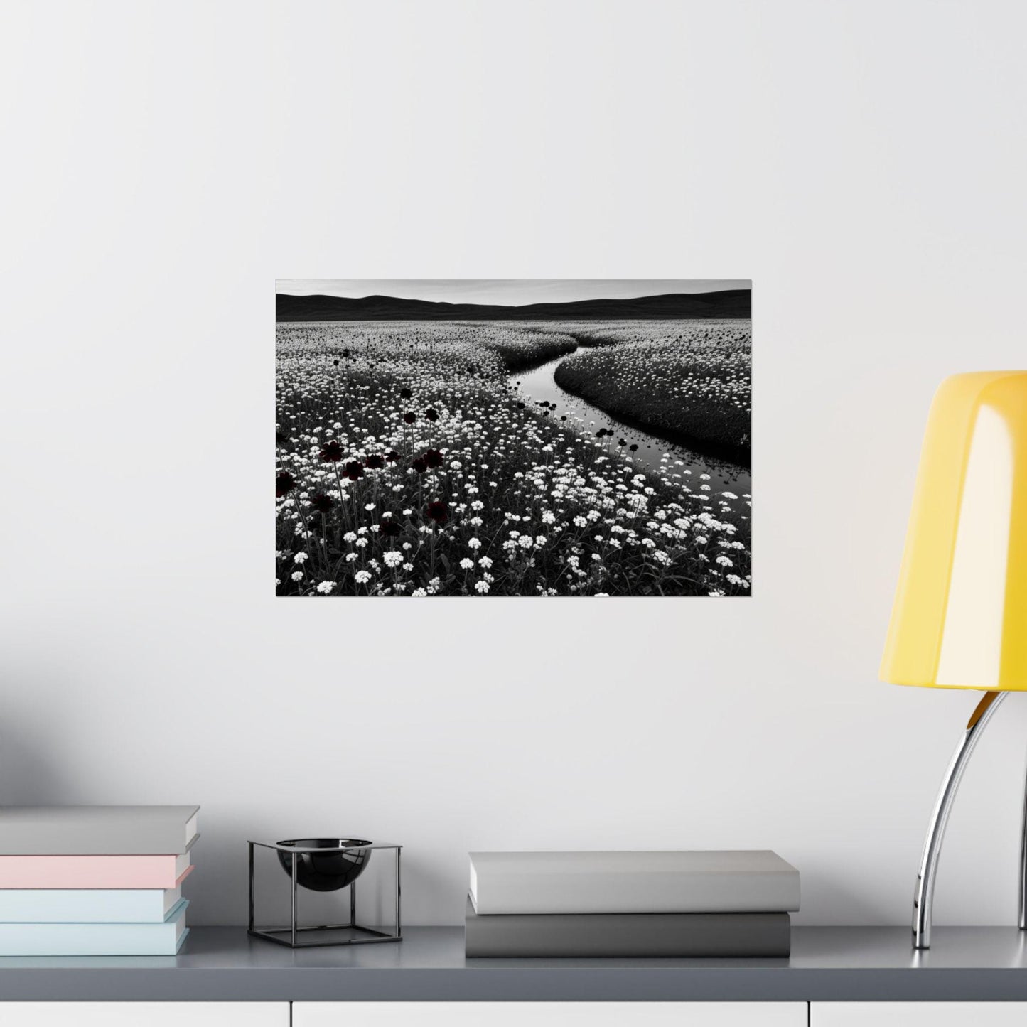 Monochrome Landscape Poster: Minimalist Nature Art Print