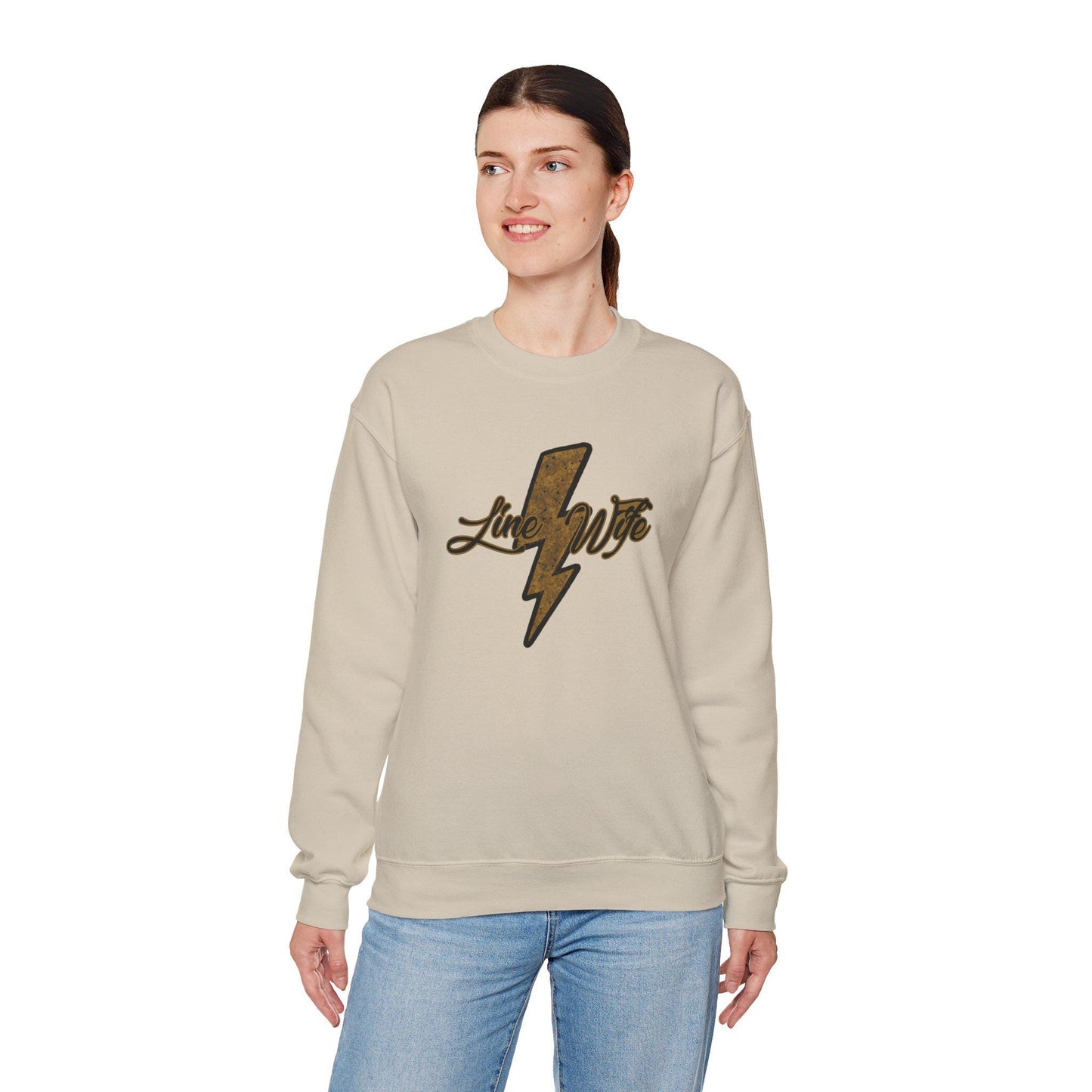 Line Wife Lightning Bolt Crewneck Sweatshirt - Unisex Heavy Blend, Cozy Pullover, Casual Wear, Gift for Him/Her, Everyday Comfort