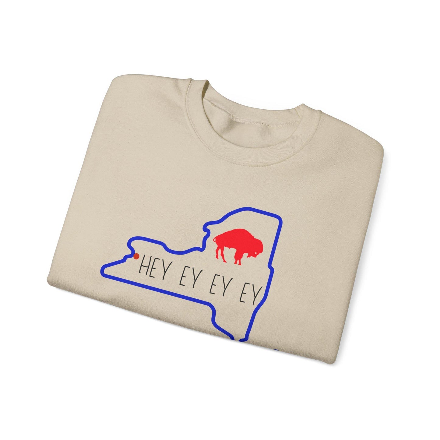 Buffalo, Hey ey ey ey  Crewneck Sweatshirt, Cozy Gift for State Pride, Comfortable Unisex Apparel, Perfect for Fall and Winter, gift