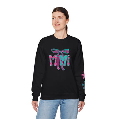 Custom Floral Bow Sweatshirt for Mimi's , Cozy Crewneck, Mother's Day Gift, Birthday Present, Casual Wear, Winter sweater
