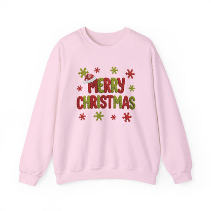 Faux Yarn Merry Christmas Crewneck Sweatshirt, Holiday Apparel, Winter Fashion, Cozy Gift, Unisex Sweatshirt, Cute sweater, Cozy Sweater
