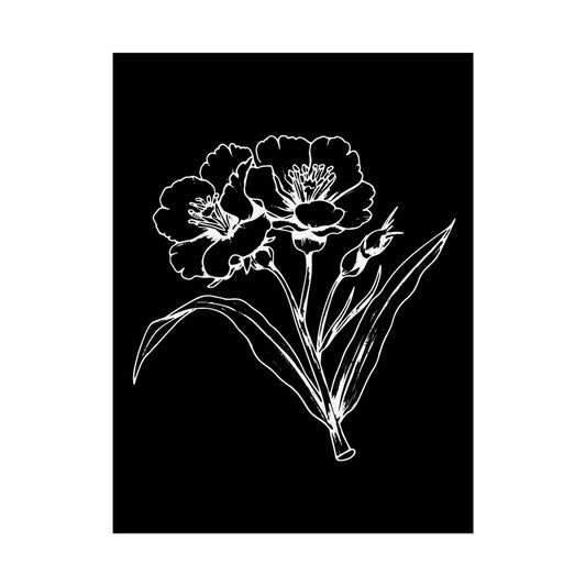 Elegant Floral Art Print: Minimalist Black and White Botanical Poster