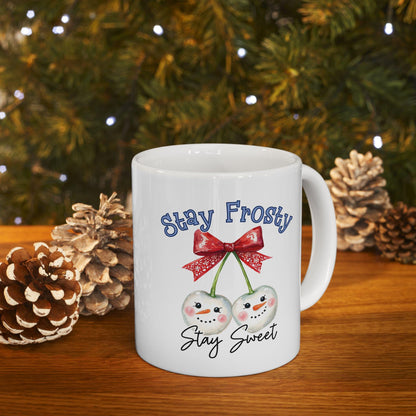 Frosty Ceramic Coffee Mug, Cute Gift for Friends, Stay Spooky Mug, Halloween Decor, Cute Coffee Cup, White elephant gift