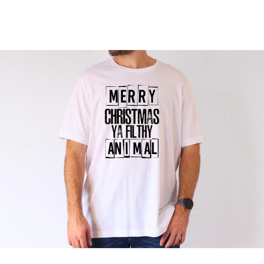 Funny Christmas Tee, Filthy Animal, Unisex Jersey Short Sleeve Tee, Holiday Gift, Casual Wear, Merry Christmas Shirt, Fun Christmas Apparel