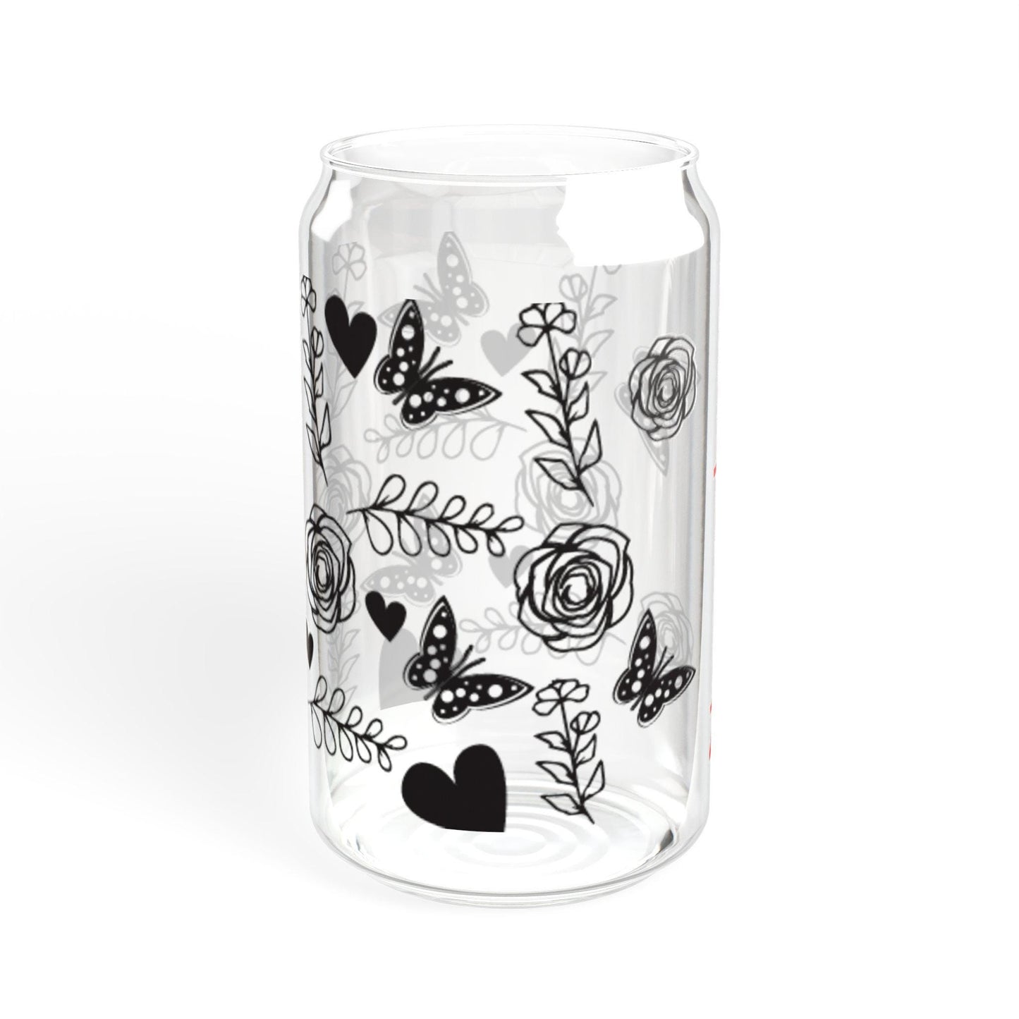 Butterfly, heart and Floral Sipper Glass, Personalized Drinkware, Birthday Gift, Garden Party Favor, Summer Drinks, Stylish Hydration