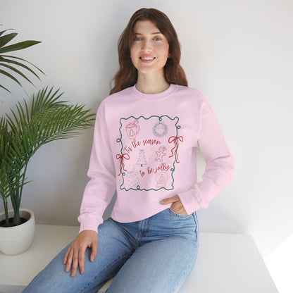 Cozy Holiday Sweatshirt - 'Tis the Season to Be Jolly, Christmas Gift, Unisex Crewneck, Festive Apparel, Winter Wear
