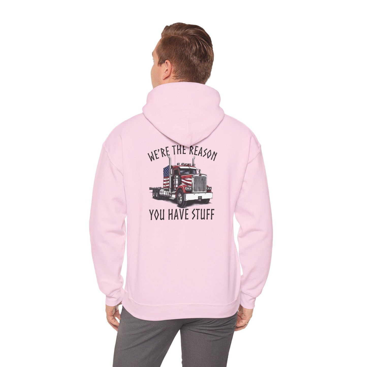 American Flag Semi Truck We're the Reason You Have Stuff Hoodie, Trucker Shirt, Trucker Appreciation