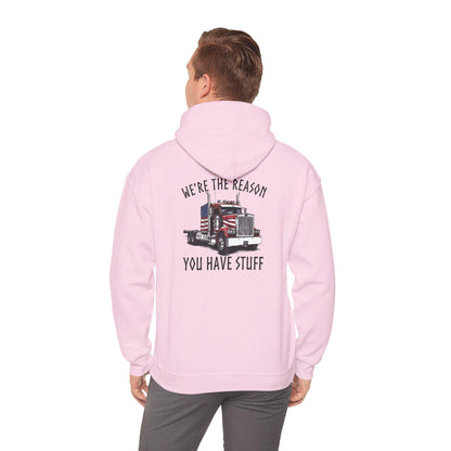 American Flag Semi Truck We're the Reason You Have Stuff Hoodie, Trucker Shirt, Trucker Appreciation