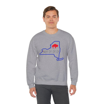 Buffalo, Hey ey ey ey  Crewneck Sweatshirt, Cozy Gift for State Pride, Comfortable Unisex Apparel, Perfect for Fall and Winter, gift