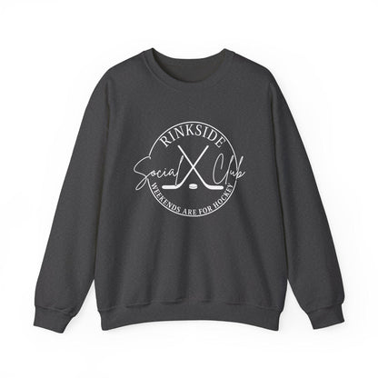 Rinkside Social Club Crewneck Sweatshirt, Cozy Hockey Sweatshirt, Unisex Warmth, Weekend Vibes, Perfect Hockey Gift, Hockey mom gift
