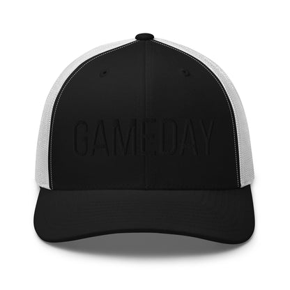 PUFF EMBROIDERY Trucker hat, black on black, GAMEDAY