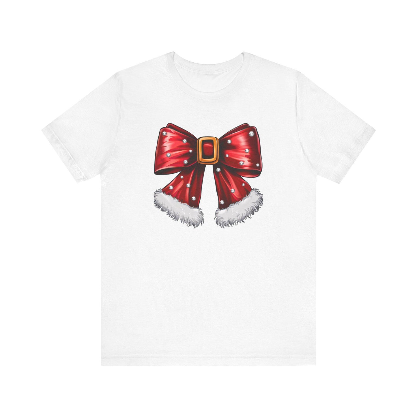 Festive Christmas Bow Tee, Holiday Gift, Casual Wear, Unisex T-Shirt, Seasonal Apparel, Christmas Celebration Shirt, Mrs Claus bow