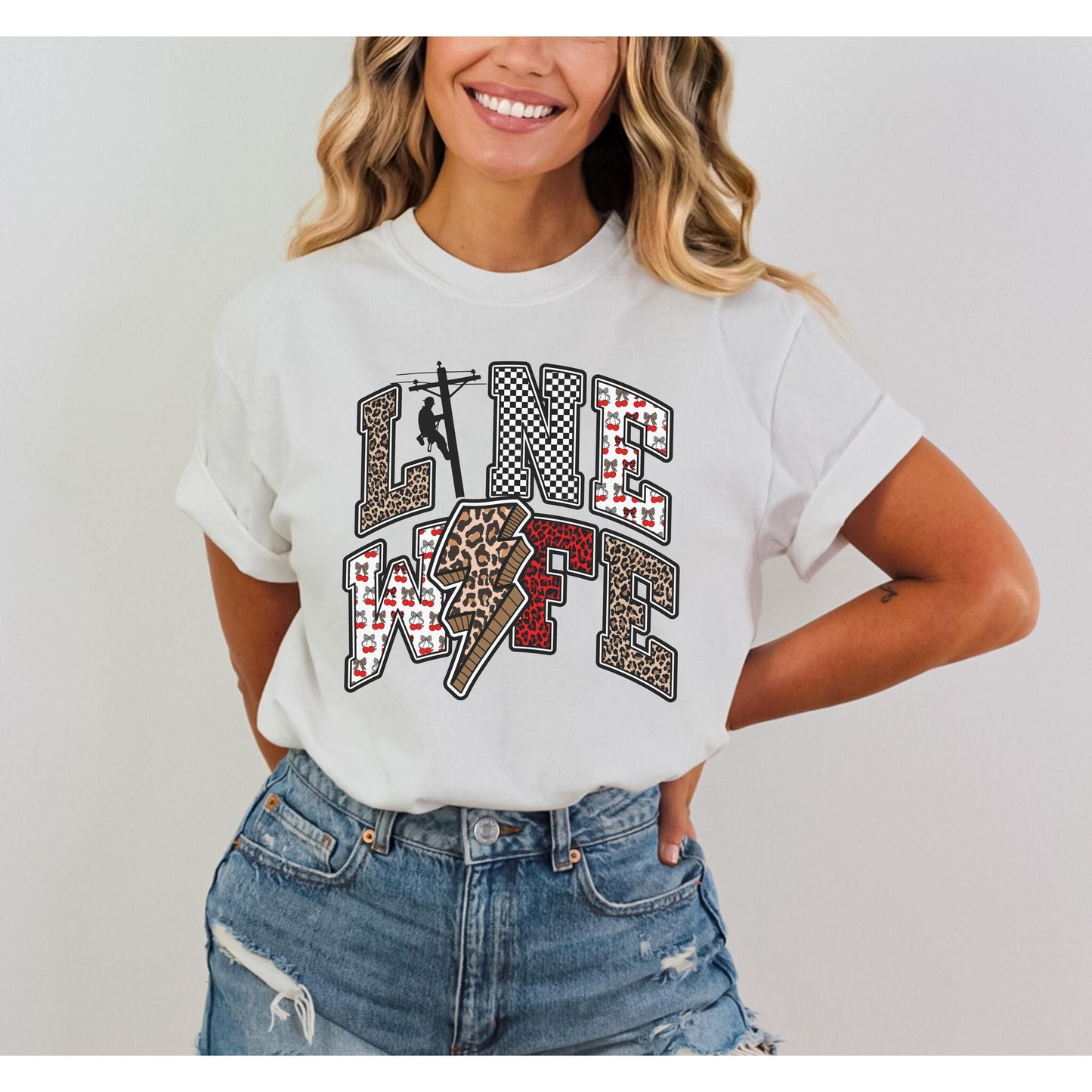 Line Wife T-Shirt, Casual Tee for Wives, Unique Gift for Spouses, Trendy Everyday Wear, Comfortable and Stylish Top, IBEW lineman wife