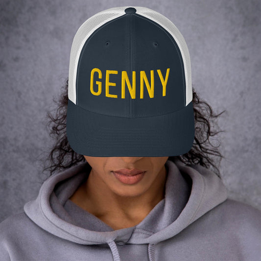 Embroidered Trucker Cap. Puff embroidery. GENNY hat