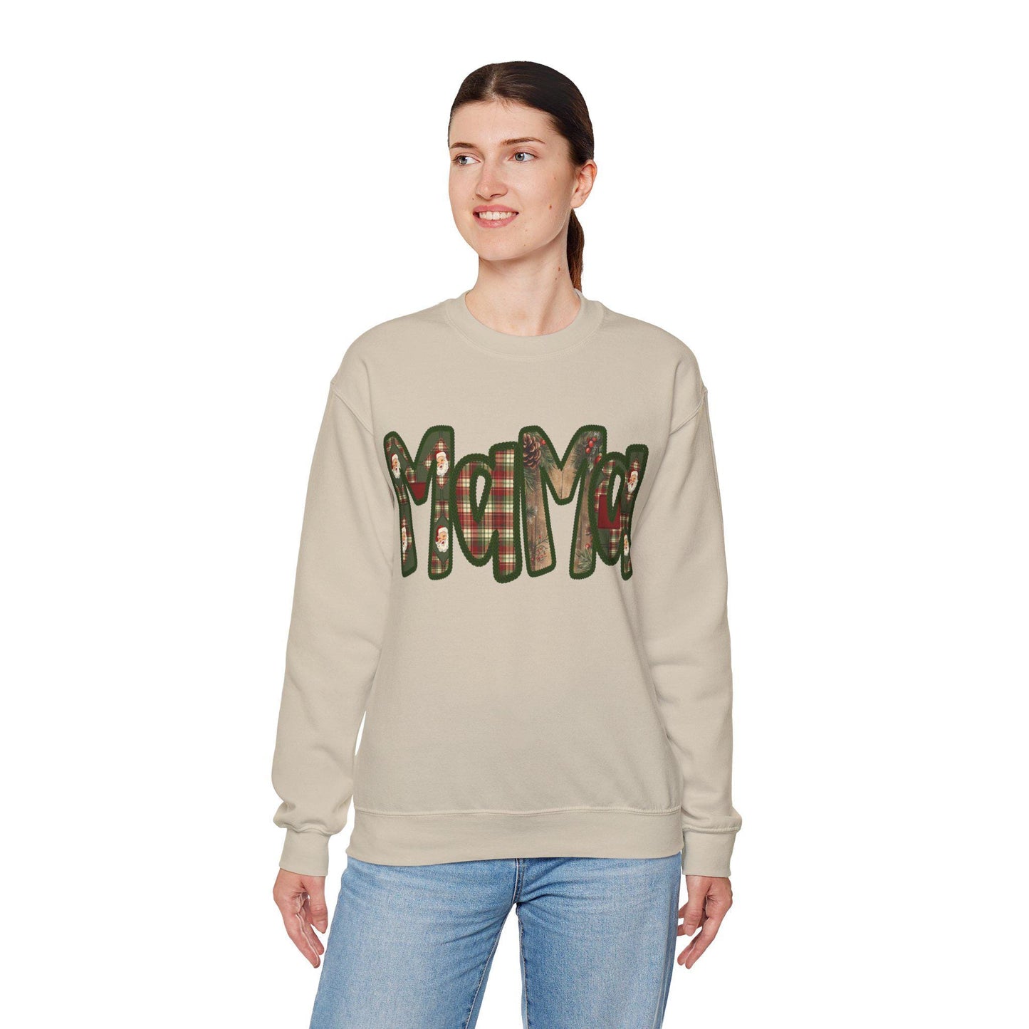 Cozy Mama Sweatshirt, Faux embroidery, Perfect for Mom, Casual Style, Comfortable Crewneck, Holiday Apparel, Trendy Fashion