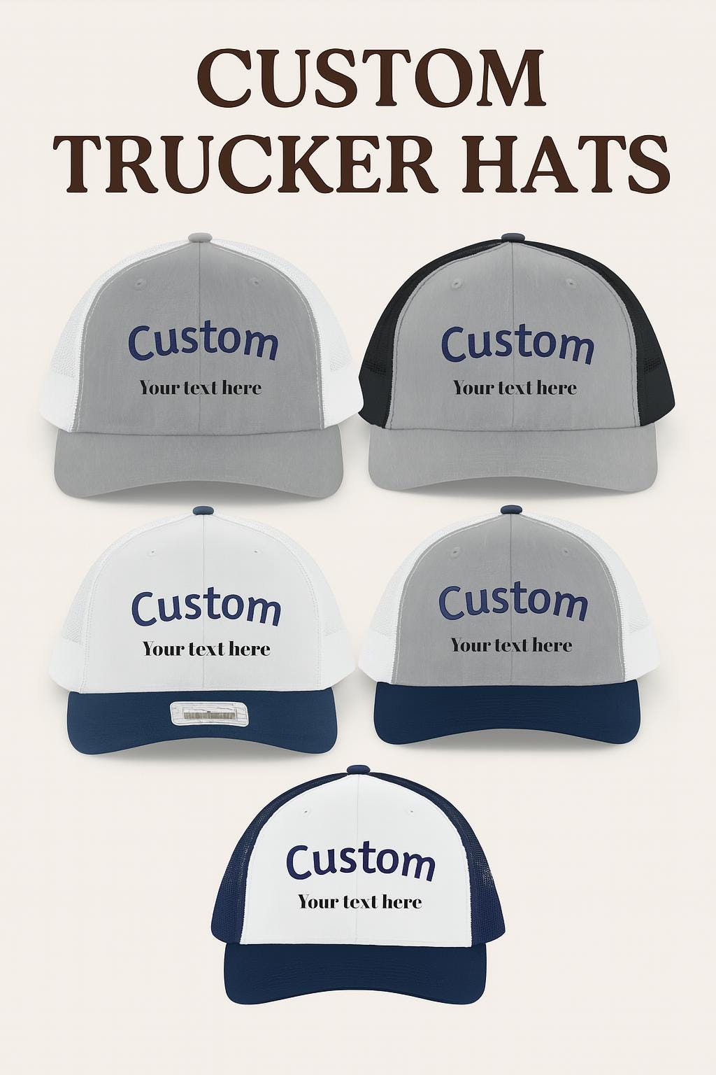 Custom Trucker Hat  Personalized Embroidered Cap  Mesh Back  Gift for Him, Her, Team, Business, Event