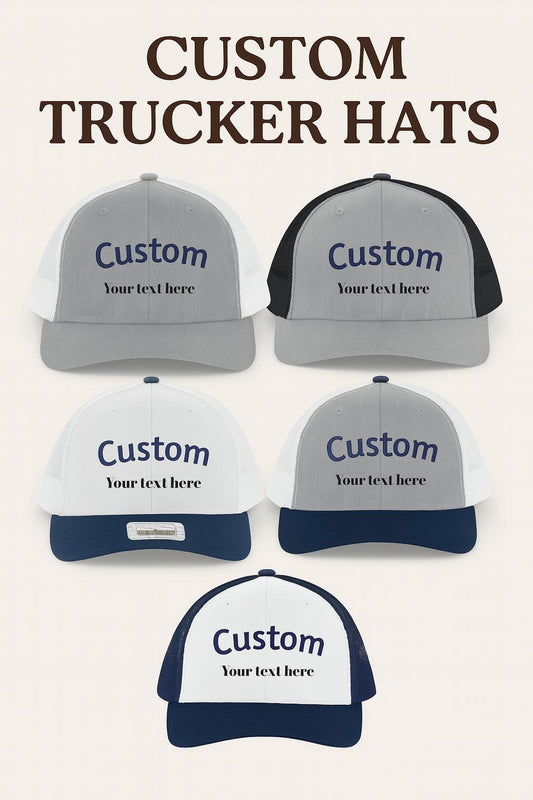 Custom Trucker Hat  Personalized Embroidered Cap  Mesh Back  Gift for Him, Her, Team, Business, Event