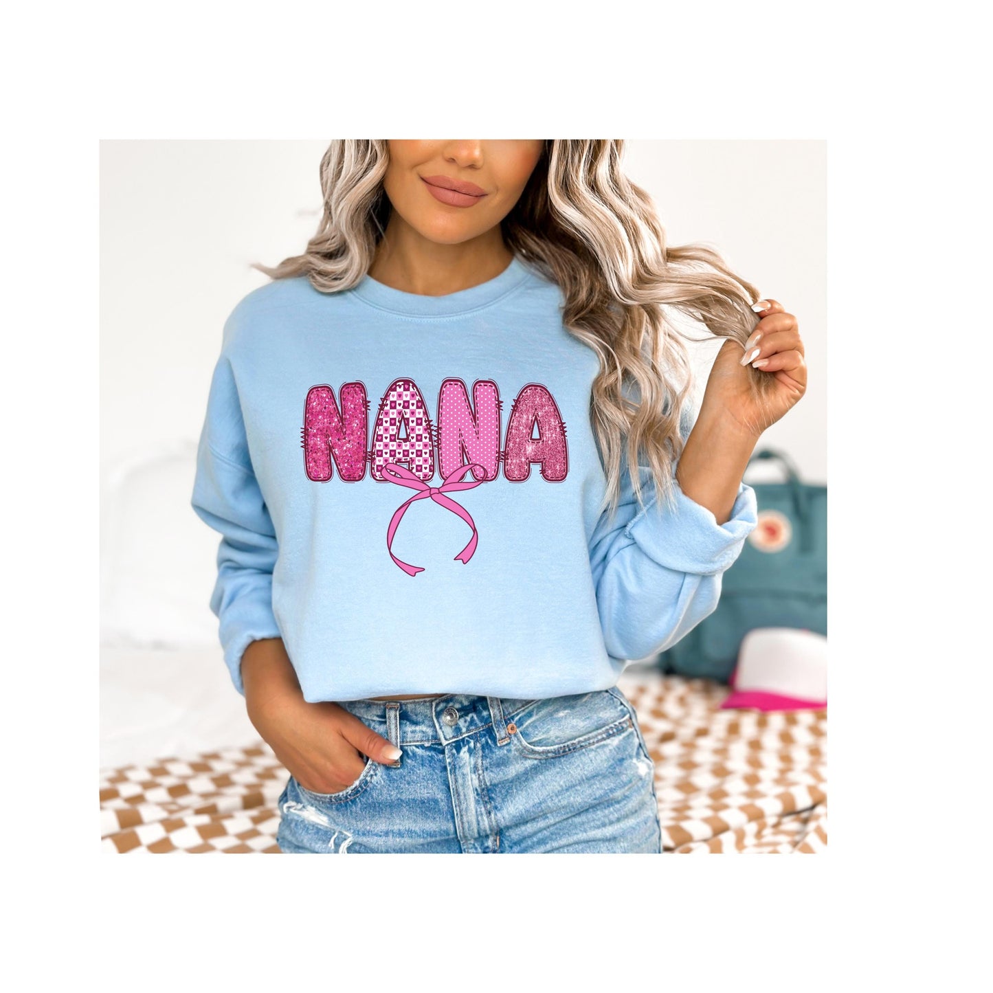 Nana with a Pink Ribbon Sweatshirt, Cute Grandma Sweater, Gift for Nana, Family Sweatshirt, Comfy Grandma sweater, cute Nana sweater