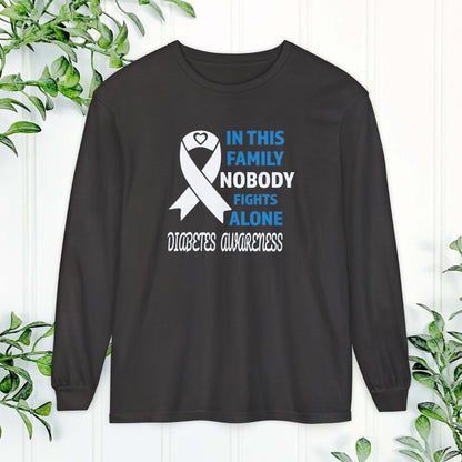 Diabetes Awareness Long Sleeve Shirt, Support Diabetes Shirt, Sports Team Spirit, Health Campaign Gear, Gift for Supporters, T1D awareness