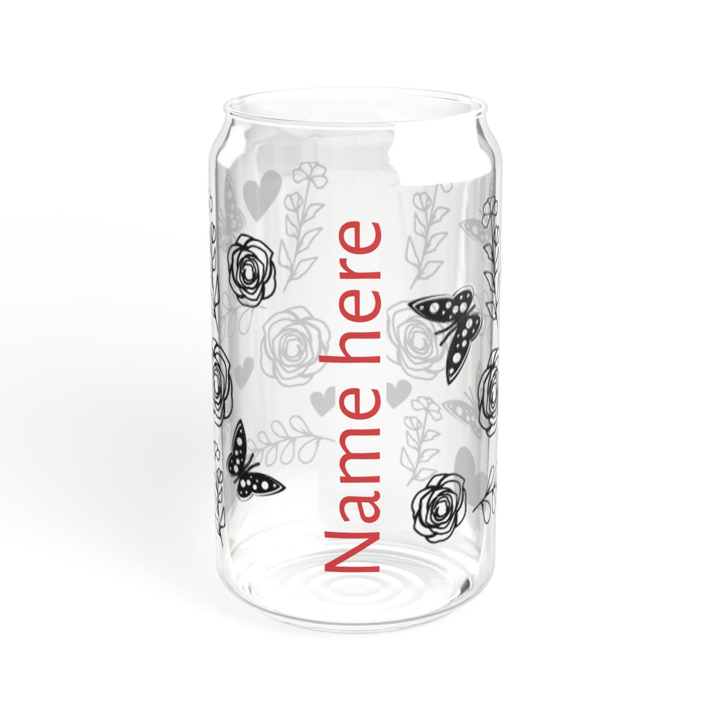 Butterfly, heart and Floral Sipper Glass, Personalized Drinkware, Birthday Gift, Garden Party Favor, Summer Drinks, Stylish Hydration