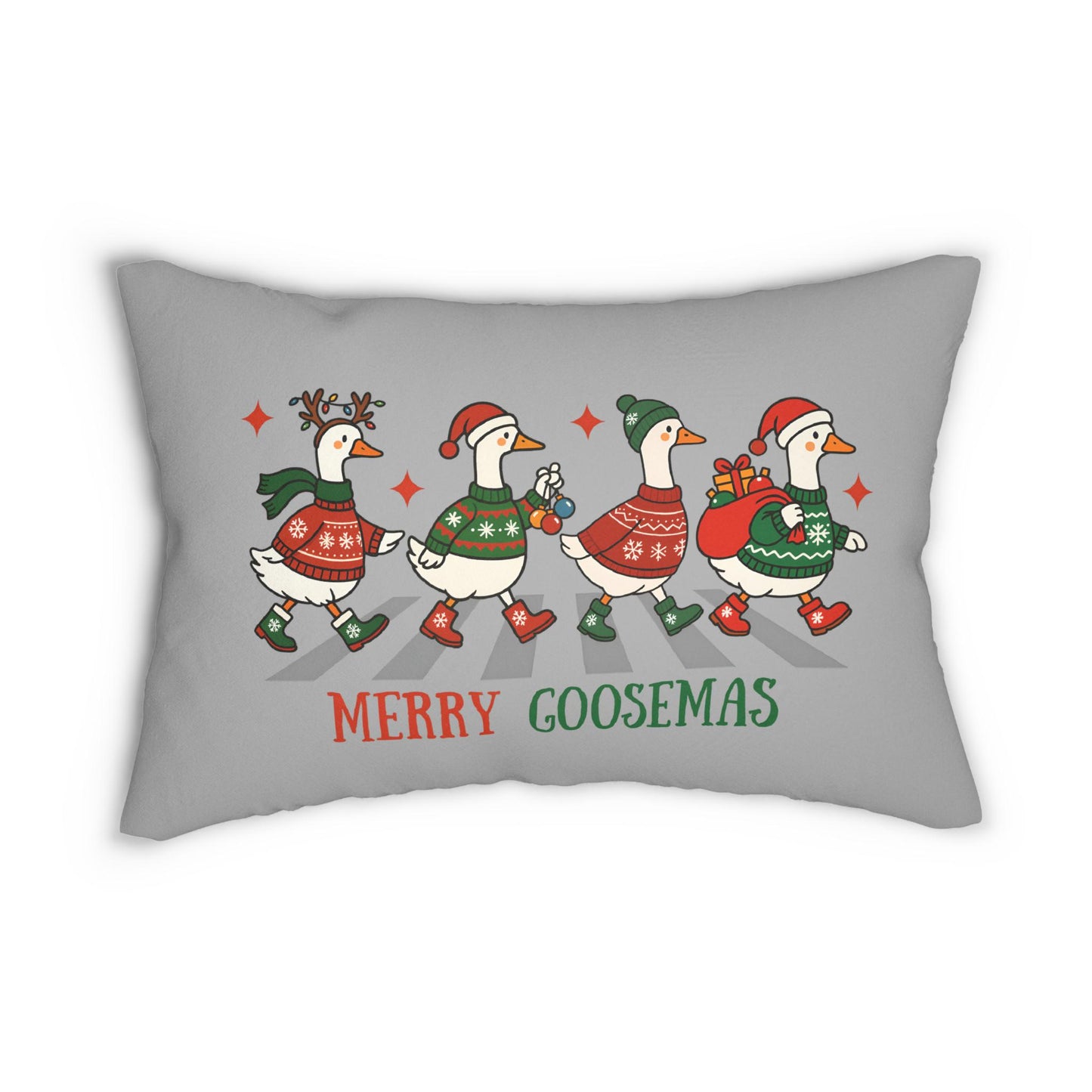 Merry Gooses Christmas Lumbar Pillow, Holiday Decor, Cozy Gift, Festive Home Accessory, Seasonal Throw Pillow