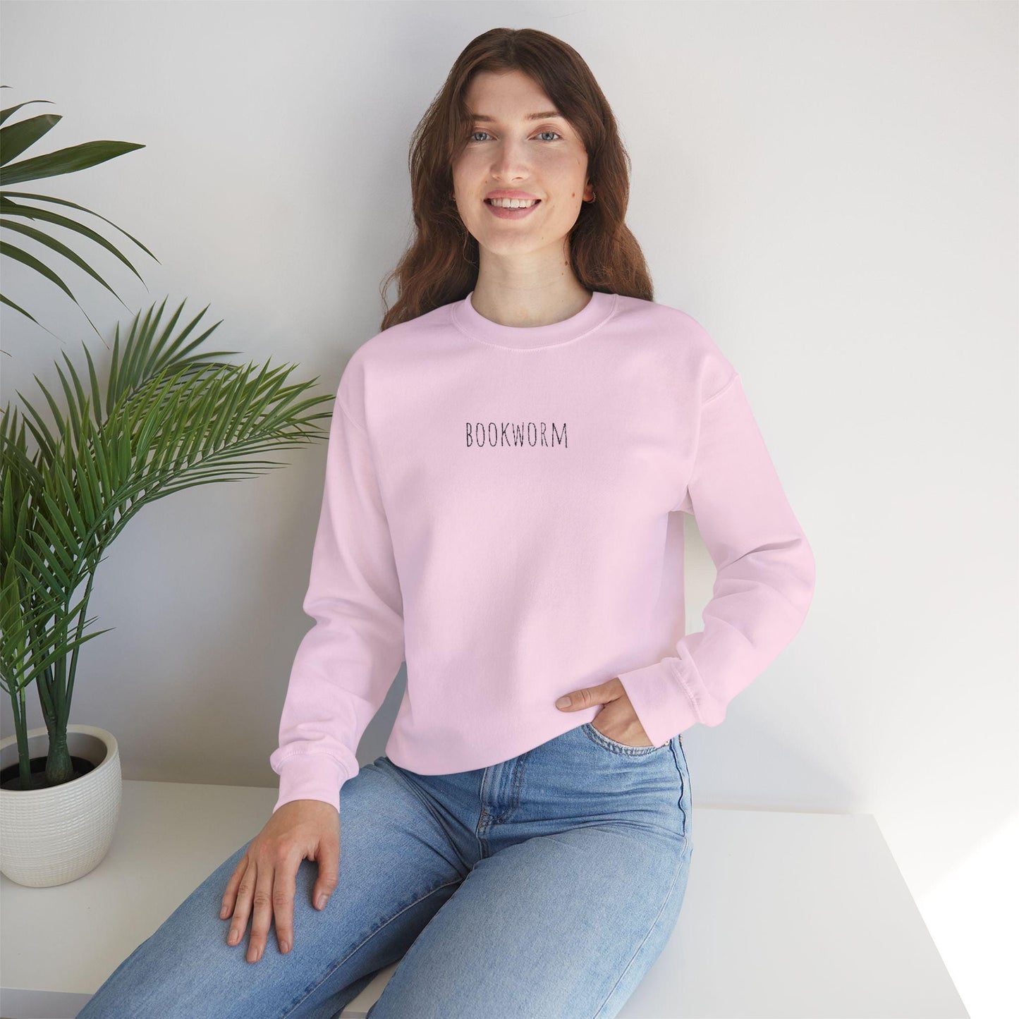 Bookworm embroidered sweatshirt, Perfect for reading lover gift.